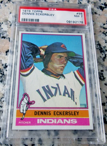 DENNIS ECKERSLEY 1976 Topps Rookie Card RC PSA 7 NM Low # A's W.S. Champs HOF $$