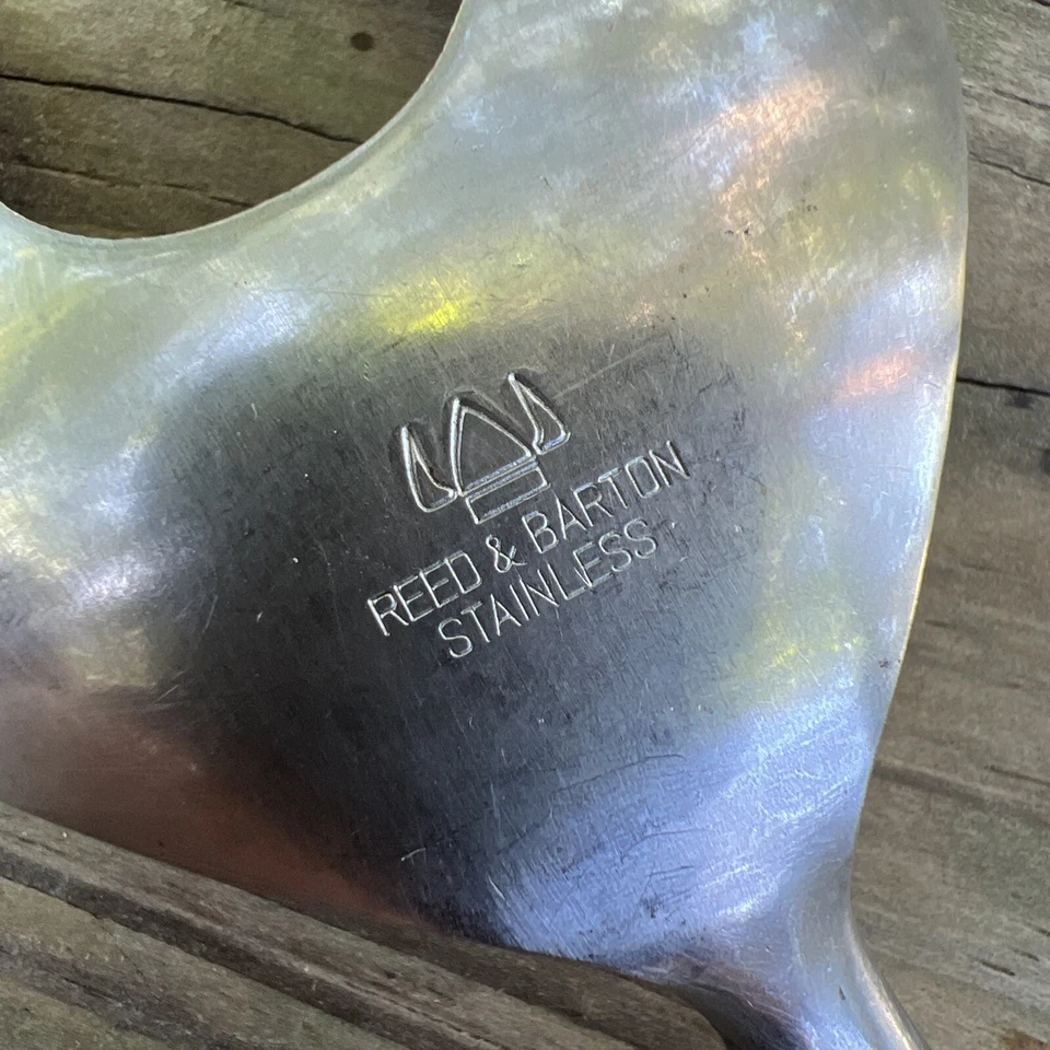 Reed & Barton Stainless Steel Wood Handle Salad Server Vintage MCM - Image 3 of 3