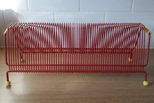 Vintage Mid Century Red & Yellow Wire Atomic Sputnik Style Vinyl Record Rack