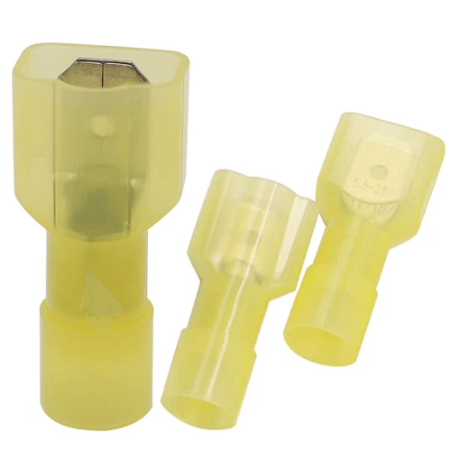 6.3mm Male Full-Insulated Crimp Terminals Nylon Spade Wire Connectors 12-10AWG - Picture 1 of 4