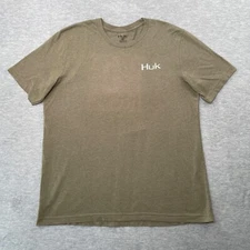Huk Shirt Men XL Green Crew Neck Graphic Short Sleeve Fishing Hunting Camping