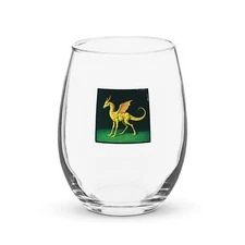 Cute Medieval Dragon Stemless wine glass Mythic Creature Fairytale Art Renfaire