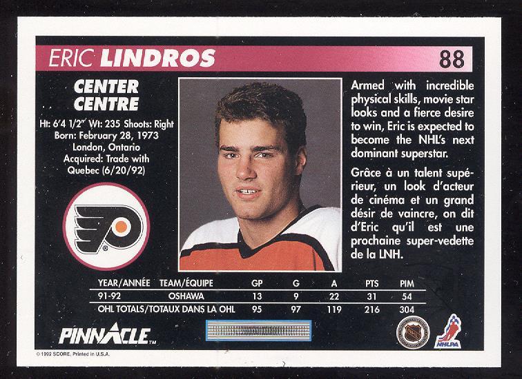 ERIC LINDROS PHILADELPHIA FLYERS NHL HOCKEY CARD SEE LIST eBay