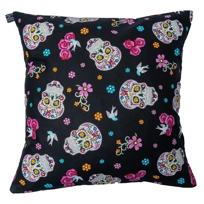 Housse De Coussin En Paillettes De Crâne De Bonbon 18" X 18" Halloween - Photo 1/2