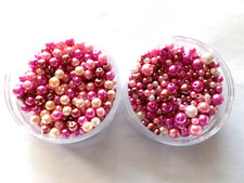 400 Glass Pearl Round Beads 8-6-4mm Mix Pinks  White w/containers