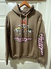 Powerpuff Girls Hoodie Sweatshirt RN 55219 Adult XS Cartoon Network Brown Y2K