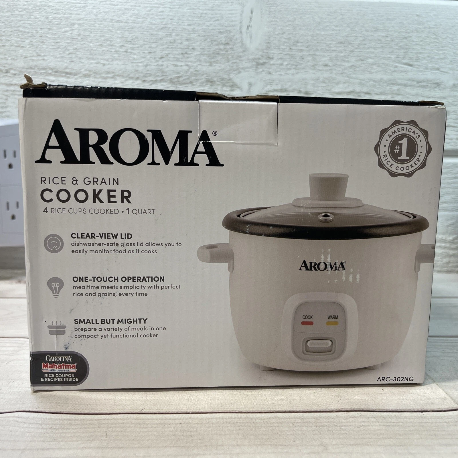 Aroma Housewares 4-Cups (Cooked) / 1Qt. Rice & Grain Cooker (ARC-302NG), White