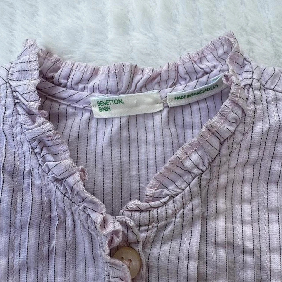 Blusa Camisa Bebé Niña Vintage Benetton Talla 3-6 Meses Foto 3 de 4