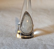 Vintage Large Moonstone Teardrop Shape Sterling Silver 925 Ring Size 9.25