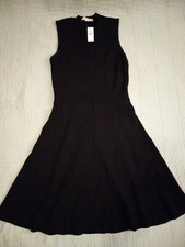 Women's  LT Ann Taylor Loft Black Ribbed Sleeveless Knee Length Dress NWT