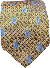 BISSE Necktie - Micro Fabric Men's Tie, Yellow Embroidered Men's Tie