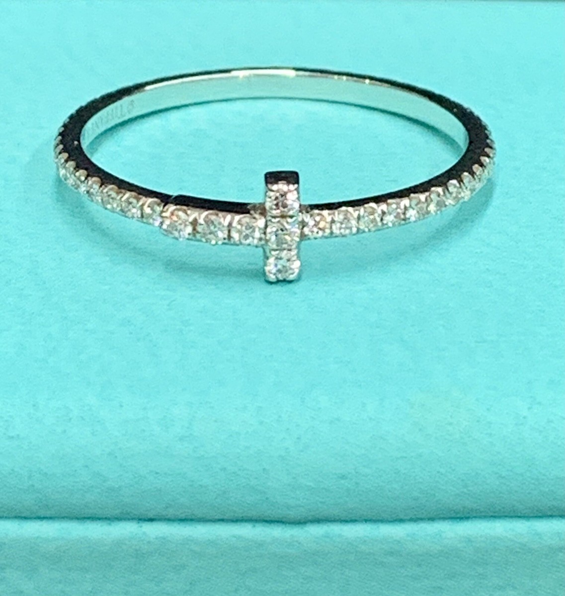 Tiffany Co T Diamond Wire Band Ring in 18k White Gold RRP