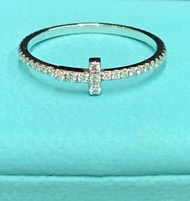 Tiffany Co T Diamond Wire Band Ring in 18k White Gold RRP