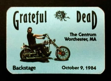 Grateful Dead Backstage Pass Motorcycle Centrum Worcester MA 10/9/84 10/9/1984