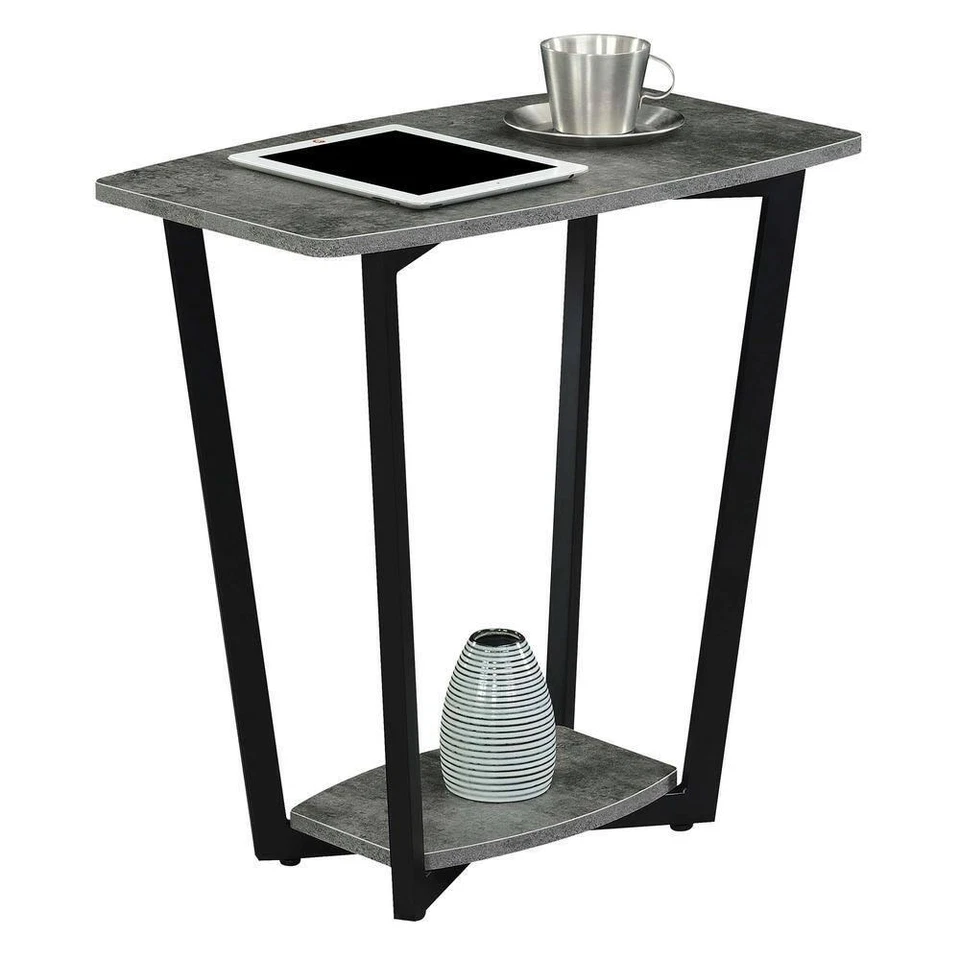 Convenience Concepts End Table Cement/Black 23.75" Rectangle Shelf Modern Design - Image 2 of 4