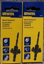 Lot of 2 IRWIN 1-1/4" To 6" Hole Saw Mandril Standard 6L 3/8" Hex Shank #1934492