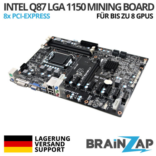 Q87 Mining Mainboard 8x PCI-Express PCIe USB 3.0 LGA 1150 Motherboard ATX DDR3