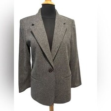 Sag Harbor Women's Gray Professional Wool Blend Blazer-size 8