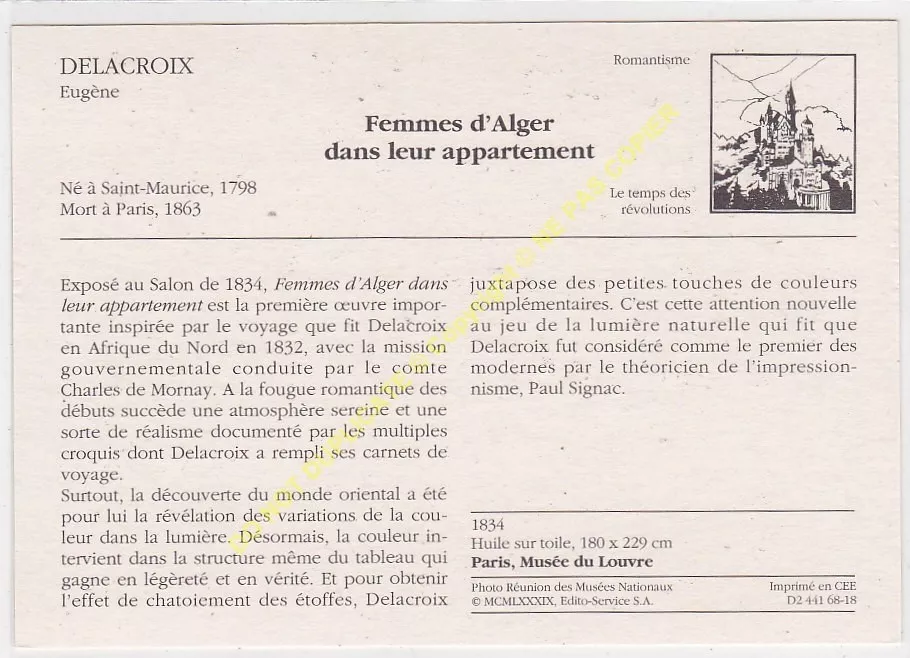 CP Dash Eugene Delacroix Women D'Algiers IN Their Apartment