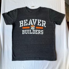 blue 84 Big Kid  s Short Sleeve T-shirt size S, Gray, Beaver Builders,Made In USA