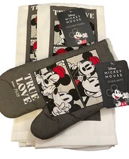Mickey Minnie Mouse Kitchen Set Of 3 New 2 Kitchen Towels 1 Oven Mitt
