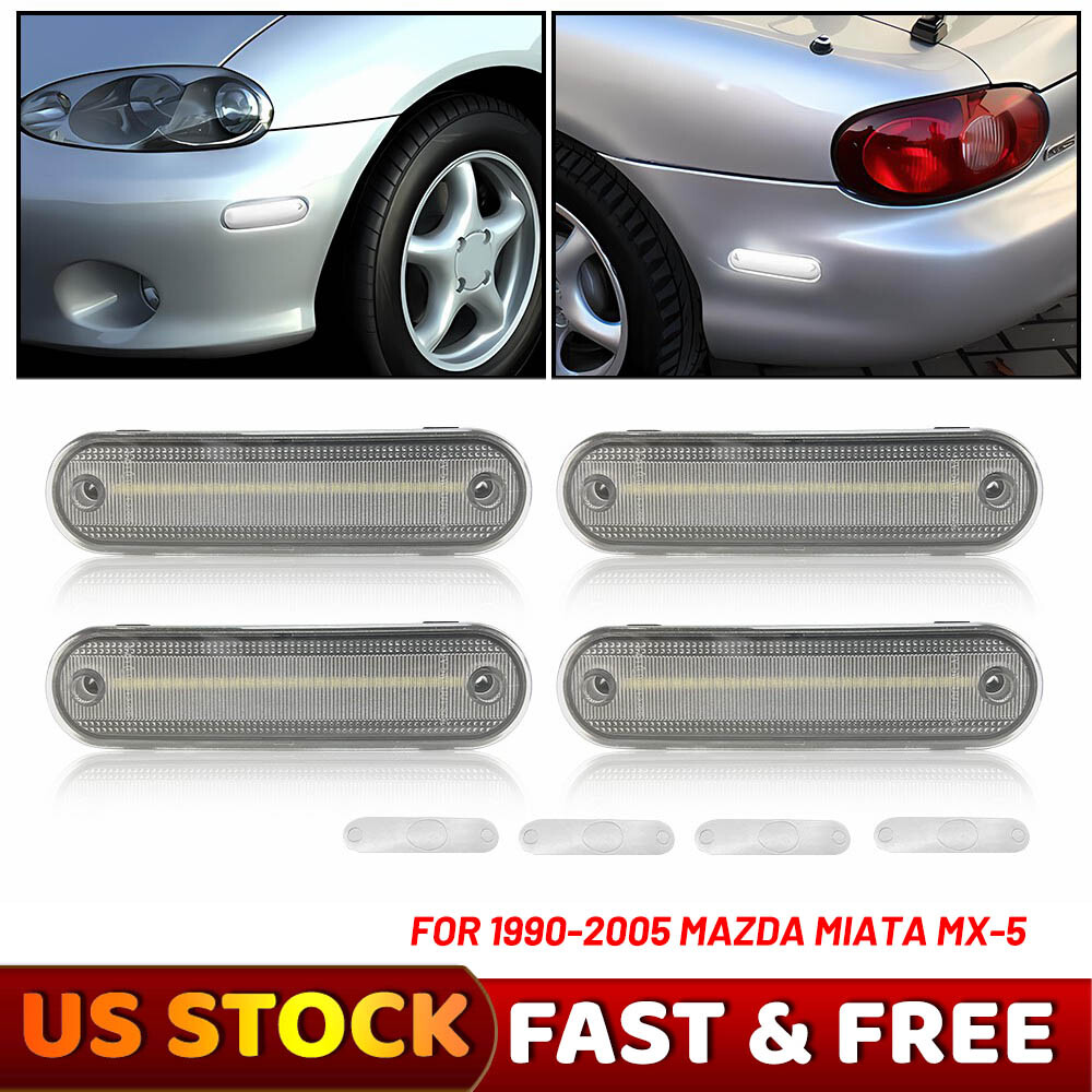 Clear Front + Rear Side Marker Light For 1990-2005 Mazda Miata MX
