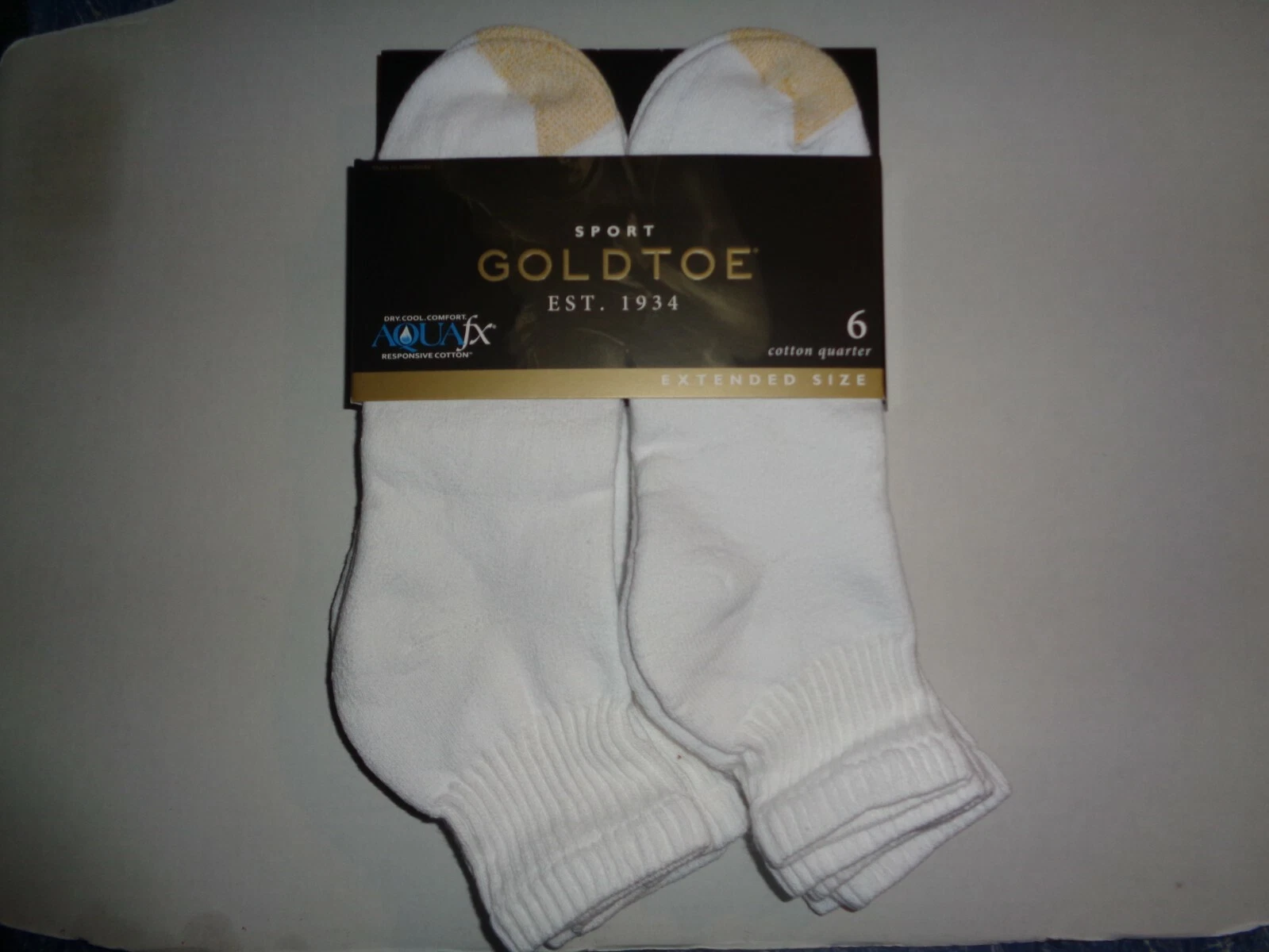GoldToe Cotton Extended Size Quarter Ankle Socks 6-Pair White Men's Size 12-16
Opens in a new window