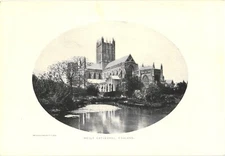 Wells Cathedral Art Print Vintage by Brown's Famous Pictures 5 1/2" by 8"