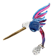 Hummingbird Art Glass Suncatcher Winter Blue Multicolor 3D Fantasy Glass Boxed