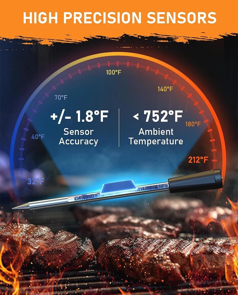 Wireless Meat Thermometer, 442ft Wireless Range Digital Meat Thermometer, Sma... Wireless Meat Thermometer, 442ft Wireless Range Digital Meat Thermometer, Sma...