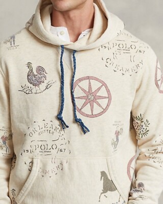 NWT Polo Ralph Lauren Men's LARGE Rustic Farm Fleece Graphic