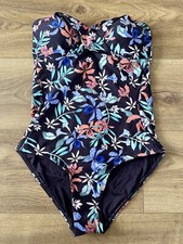 JOHN LEWIS Floral Padded Bandeau Boob Swimsuit Swimming Costume Size 12 RRP £39
