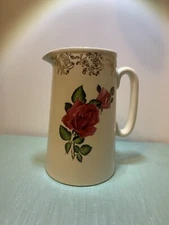 MCM Lord Nelson Pottery 6” pitcher Roses with Rose Gold Border England 5-71