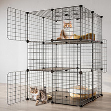 3-Tier Cat Cage Indoor Enclosure DIY Cat Playpen Catio Detachable Metal Wire Ken