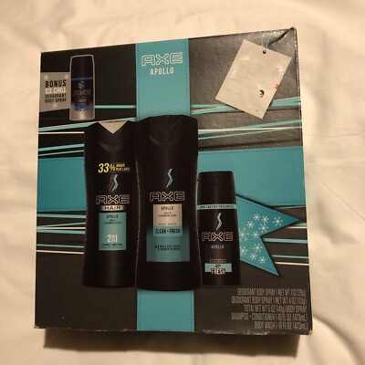 Axe Apollo Gift Set Shampoo Body Wash & Antiperspirant Spray + Bonus Ice Chill