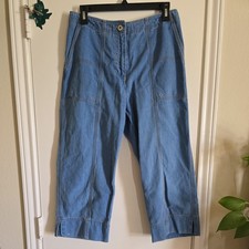 Vintage Lauren Ralph Lauren Blue Cotton Capri Women s Pants Size 8 Preppy