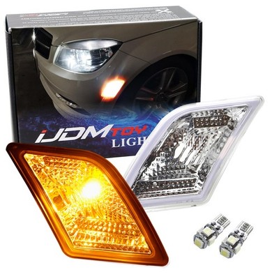 Clear Lens Side Marker Lights w/Amber LED For 08-11 Mercedes W204 C250 C300 C350