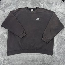 Vintage 90s Nike Black Crewneck Sweatshirt Men XL Bleached Made in USA Swoosh