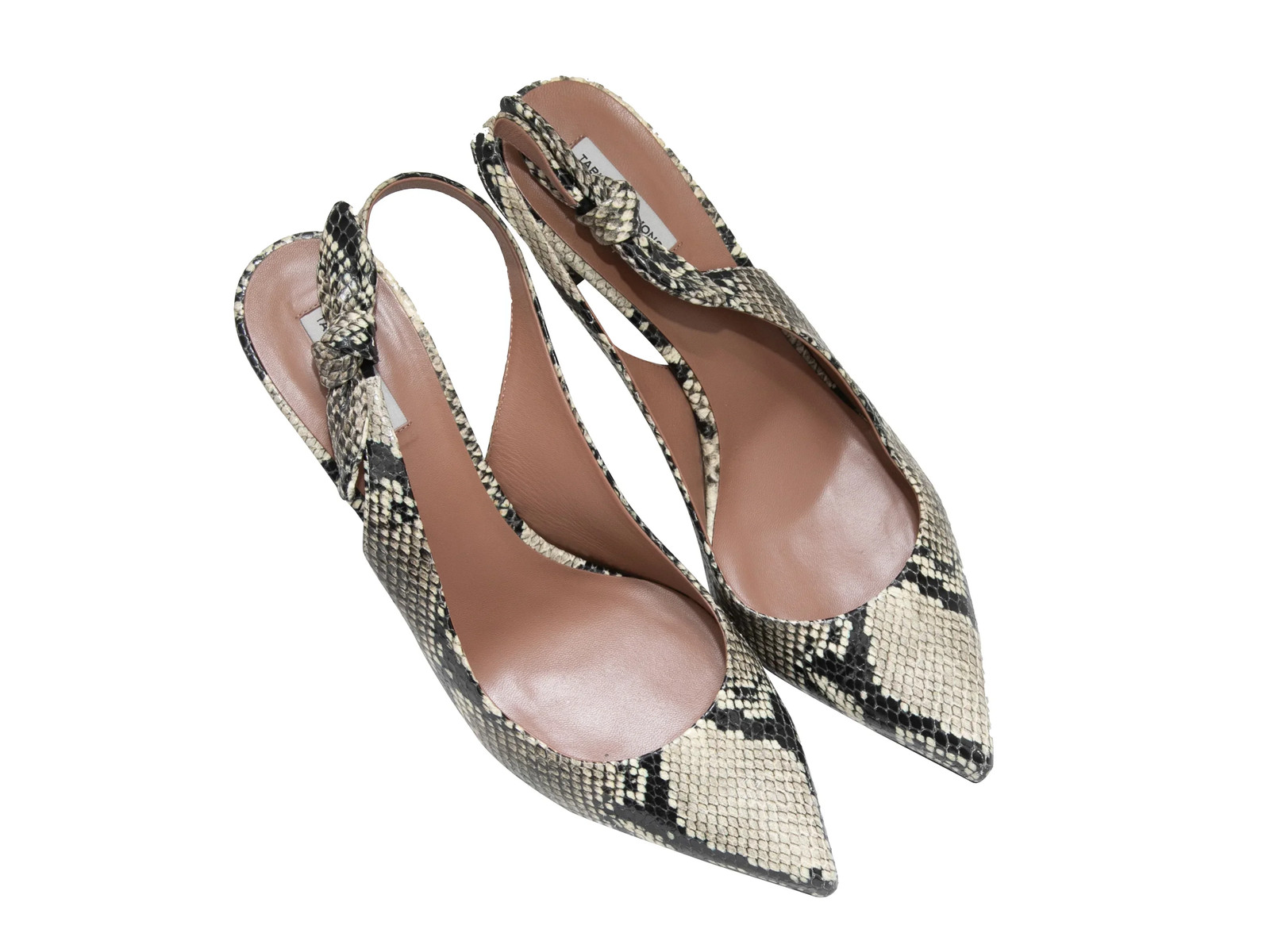 Black & White Tabitha Simmons Python Pointed-Toe … - image 3