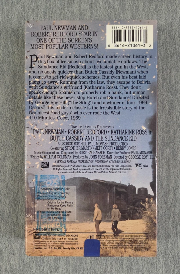 Butch Cassidy and the Sundance Kid [1969] VHS 1992 Robert Redford NEW - Image 2 of 4
