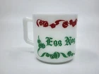 Hazel Atlas Egg Nog Jingle Bells Milk Glass Cup Mug Tom & Jerry VTG