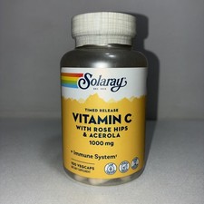 Solaray Timed Release Vitamin C 1000 Mg With Rose Hips  Acerola 100 Caps Sealed
