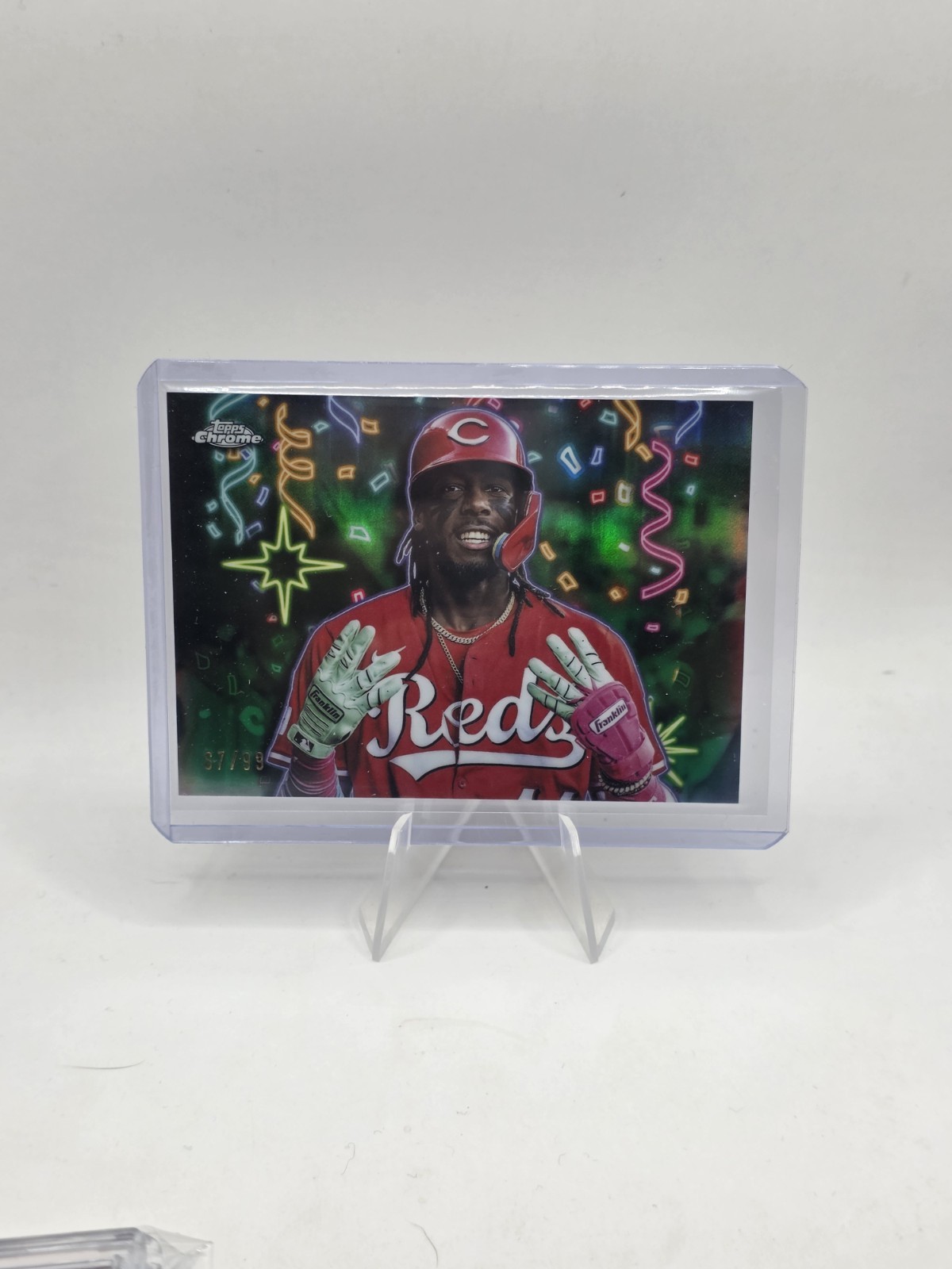2025 Topps Chrome Update ELLY De La CRUZ Celebracion  67/99  Case Hit Green Reds