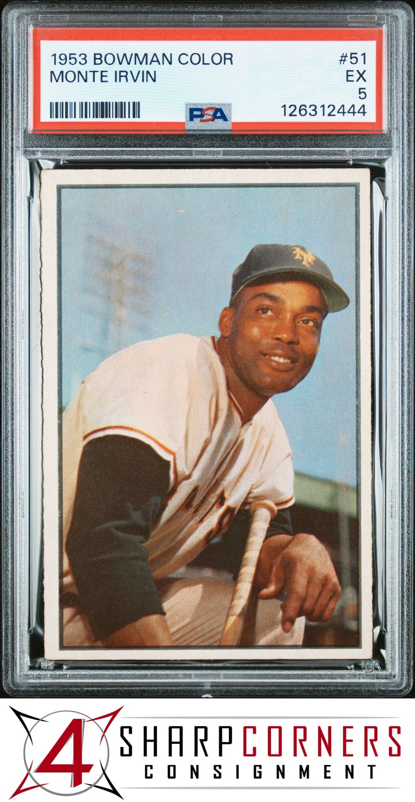 1953 BOWMAN COLOR #51 MONTE IRVIN GIANTS HOF PSA 5 SET BREAK