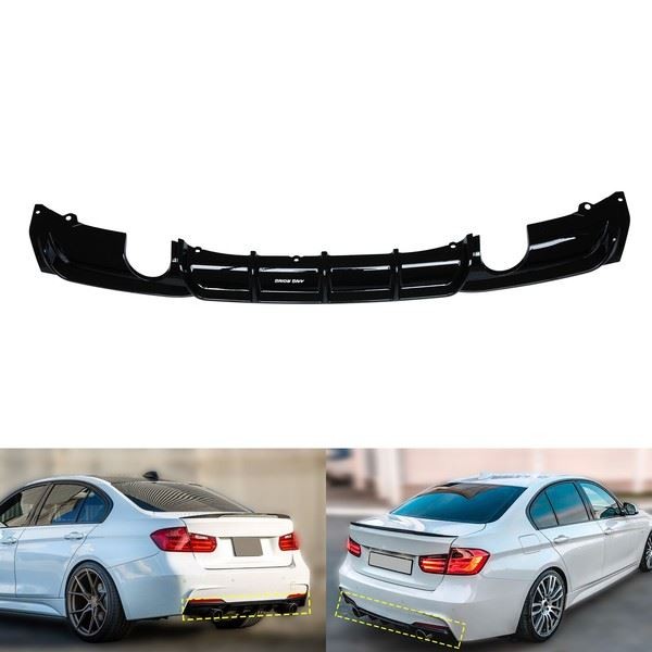 BMW 3Er F30 F31 2012-Aufs Rear Bumper Diffuser Mit Twin Auspuff M Sport Schwarz-image