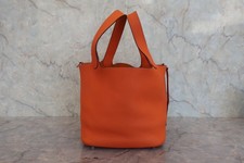 Borsa a mano HERMES Picotin Lock MM Taurillon Clemence arancione quadrata O (2011)