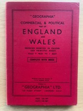 Geographia Commercial and Political Map of ENGLAND and WALES ca. 1950 Landkarte