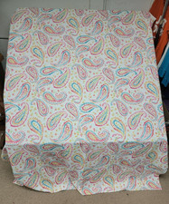 TABLECLOTH Rectange 60" x 82" Pink-Blue-Yellow Paisley on White Spring Summer