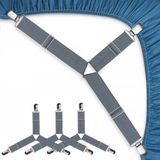 4 Pcs Bed Sheet Straps with Metal Clips Adjustable Fitted Bed Sheet Holders