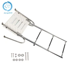 Telescoping Boat Ladder Stainless Steel 3 Step With Platform 2 Handrails